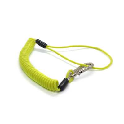 Light Green Spring Flexible Coil Lanyard With Carabiner &amp; Wrist Loop
