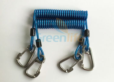 Retractable Tool Tether Lanyards Blue Spring Elastic Plastic Coiled Tethers