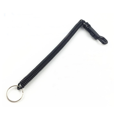 Black Joggers Coiled Key Lanyard Tethers With POM Plastic Snap Hook