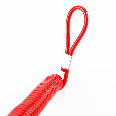 Extendable Polyurethane Cord Flexible Coil Lanyard Red Stretched Kill Cord