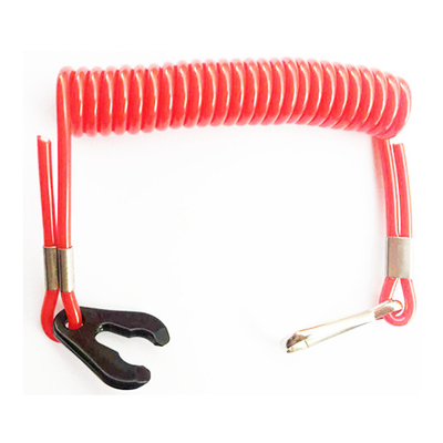 Extendable Polyurethane Flexible Coil Lanyard Red Stretched Kill Cord
